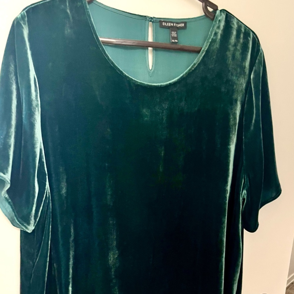 Eileen Fisher Green Velvet Holiday Top